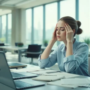 Donna in ufficio soffre stress lavoro correlato
