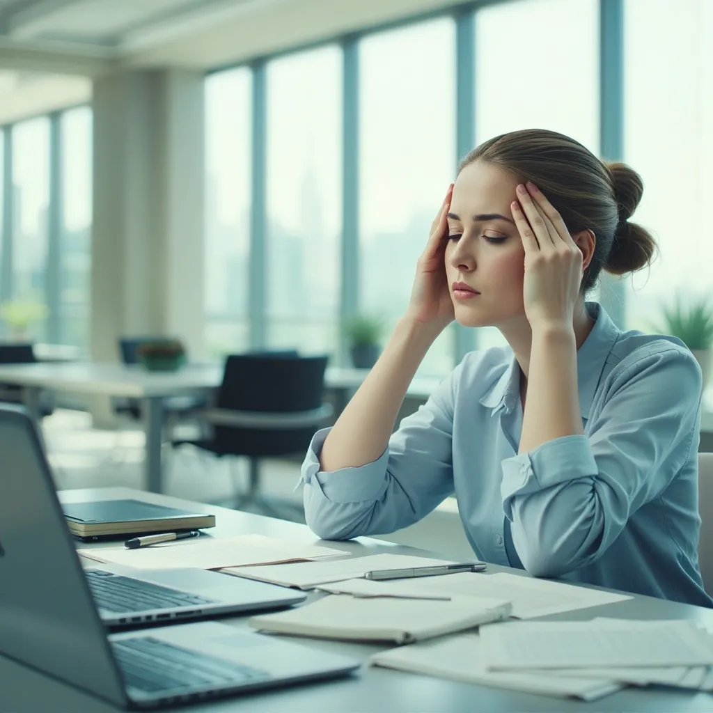 Donna in ufficio soffre stress lavoro correlato